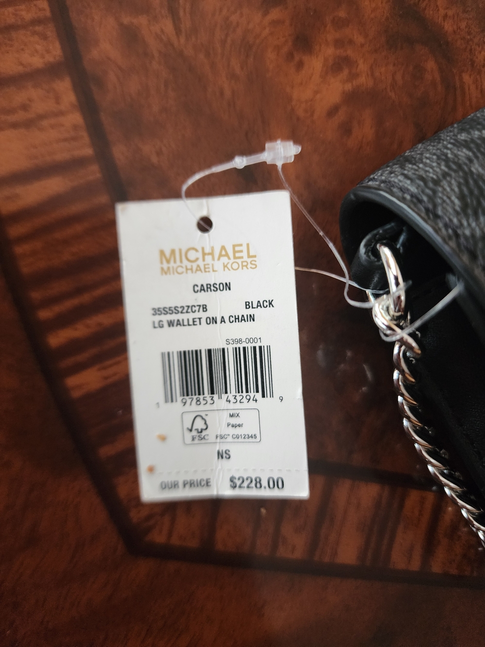 🖤NWT Michael Kors Carson Large Wallet on Chain Crossbody – Black - Picture 5 of 5